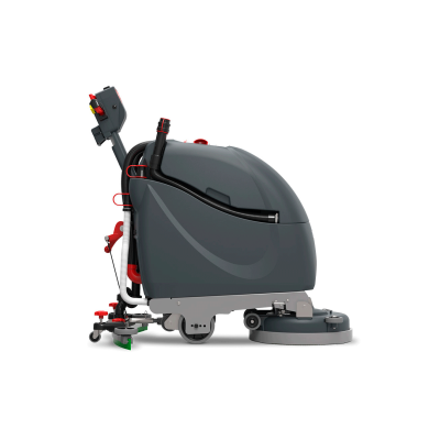 Máquina de limpeza industrial autônoma cinza com escova redonda