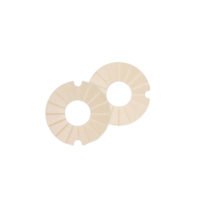 Discos de feltro amarelo claro redondos com buraco no centro