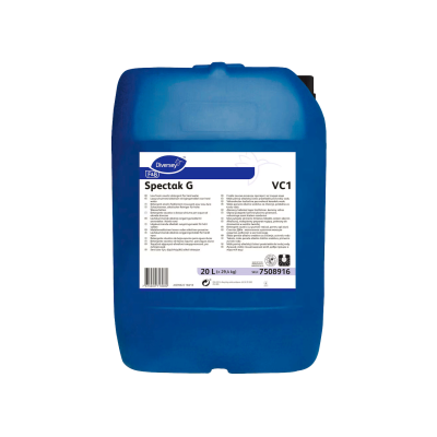 Recipiente plástico azul com etiqueta branca Spectak G VC1