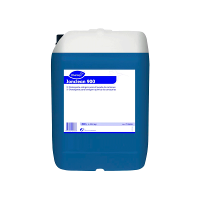 Recipiente azul de detergente Jonclean 900 com tampa branca