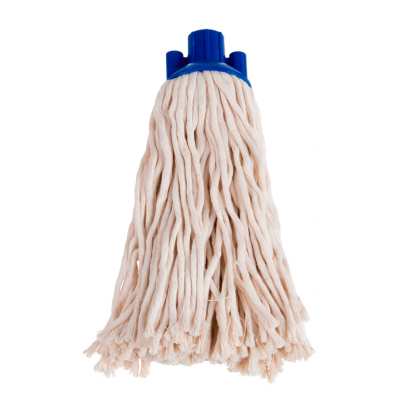 Cabeça de esfregona branca com suporte azul