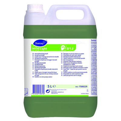 Garrafão verde de 5 litros com líquido para lavagem de louça Suma Light da Diversey