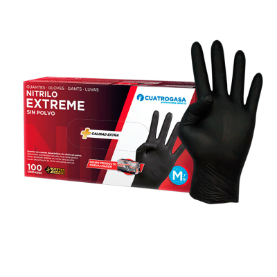 Caixa de luvas nitrilo pretas sem pó tamanho M