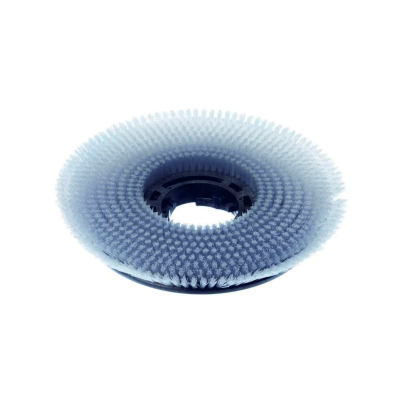 Escova redonda de cerdas brancas com base preta