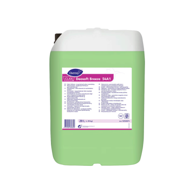 Recipiente verde com tampa branca e rótulo roxo e branco CLAX Desoft Breeze