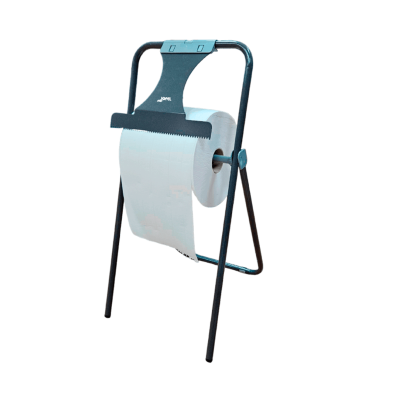 Suporte preto para rolo grande de papel branco com lâmina serrilhada