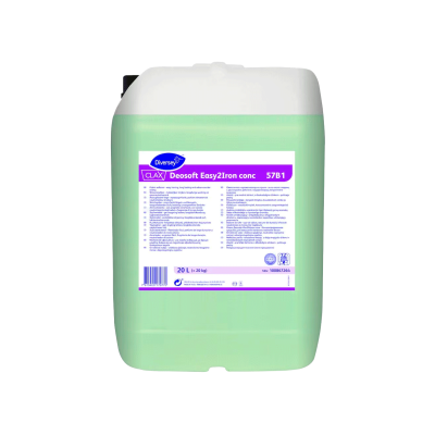 Recipiente plástico com líquido verde e etiqueta CLAX Deosoft Easy2Iron conc