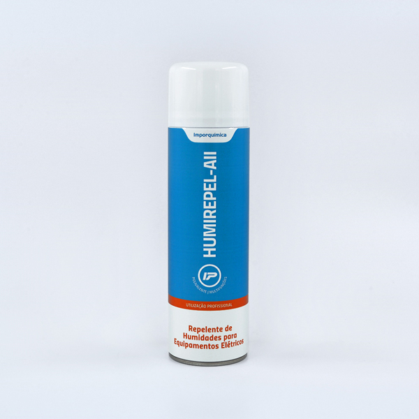Humirepel-AII - Proteção Contra a Humidade para Equipamentos Elétricos Frasco de repelente de humidade para equipamentos elétricos com rótulo azul, branco e vermelho