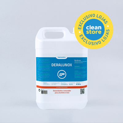 Recipiente plástico branco com rótulo azul e selo de exclusividade amarelo e azul