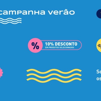 Sprays Imporquímica em fundo azul com texto de campanha verão