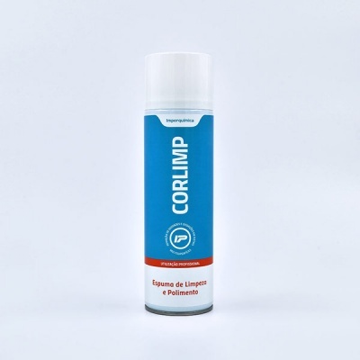 Frasco de spray CORLIMP azul e branco com tampa transparente