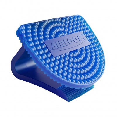 Suporte ou clip azul com textura e texto AIRLOGIC