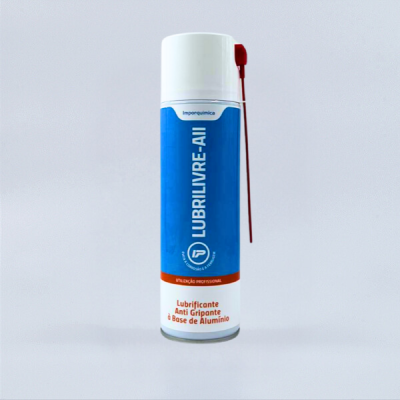 Frasco spray Lubrilivre-All azul e branco com aplicador vermelho