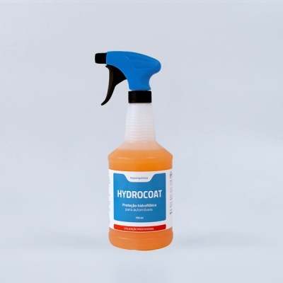 Frasco plástico com spray azul e rótulo azul e branco