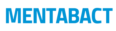 Texto azul MENTABACT em fundo branco