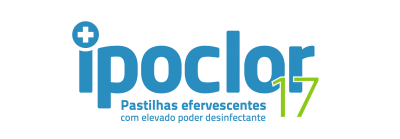 Embalagem azul clara de pastilhas efervescentes ipoclor 17 com texto informativo