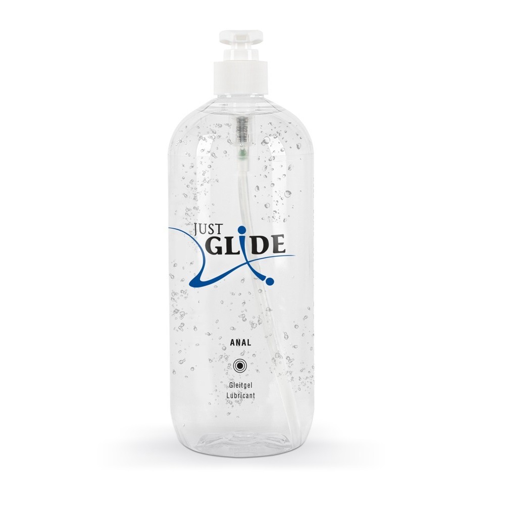 Frasco transparente com gel lubrificante e tampa de bomba branca