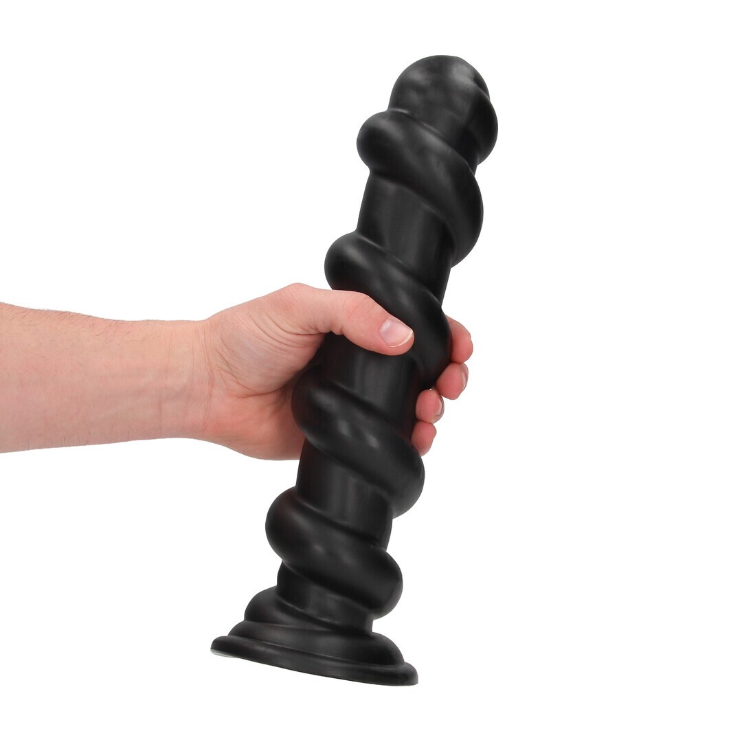 Produto preto espiralado em silicone com ventosa na base