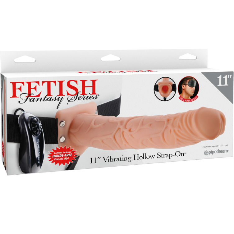 Embalagem de strap-on vibratório oco Fetish Fantasy Series 11 polegadas com controle remoto