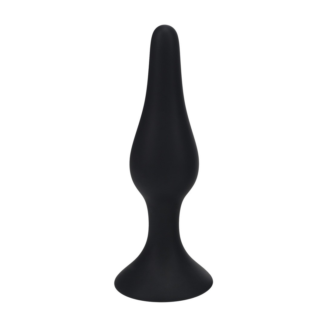Plug anal de silicone preto com base alargada
