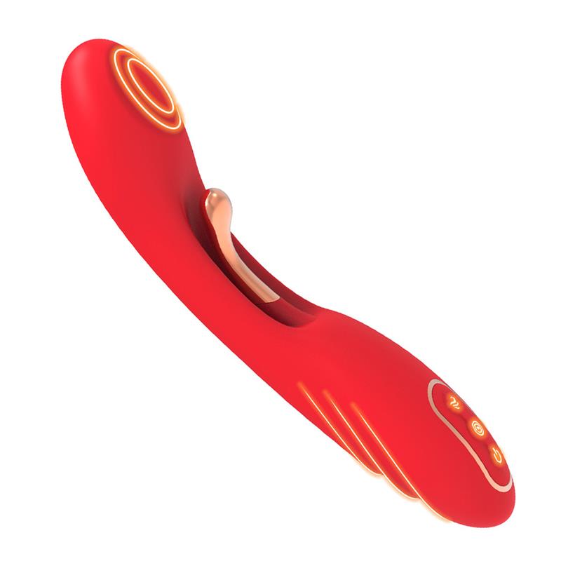 Dispositivo vibrador vermelho com botões iluminados