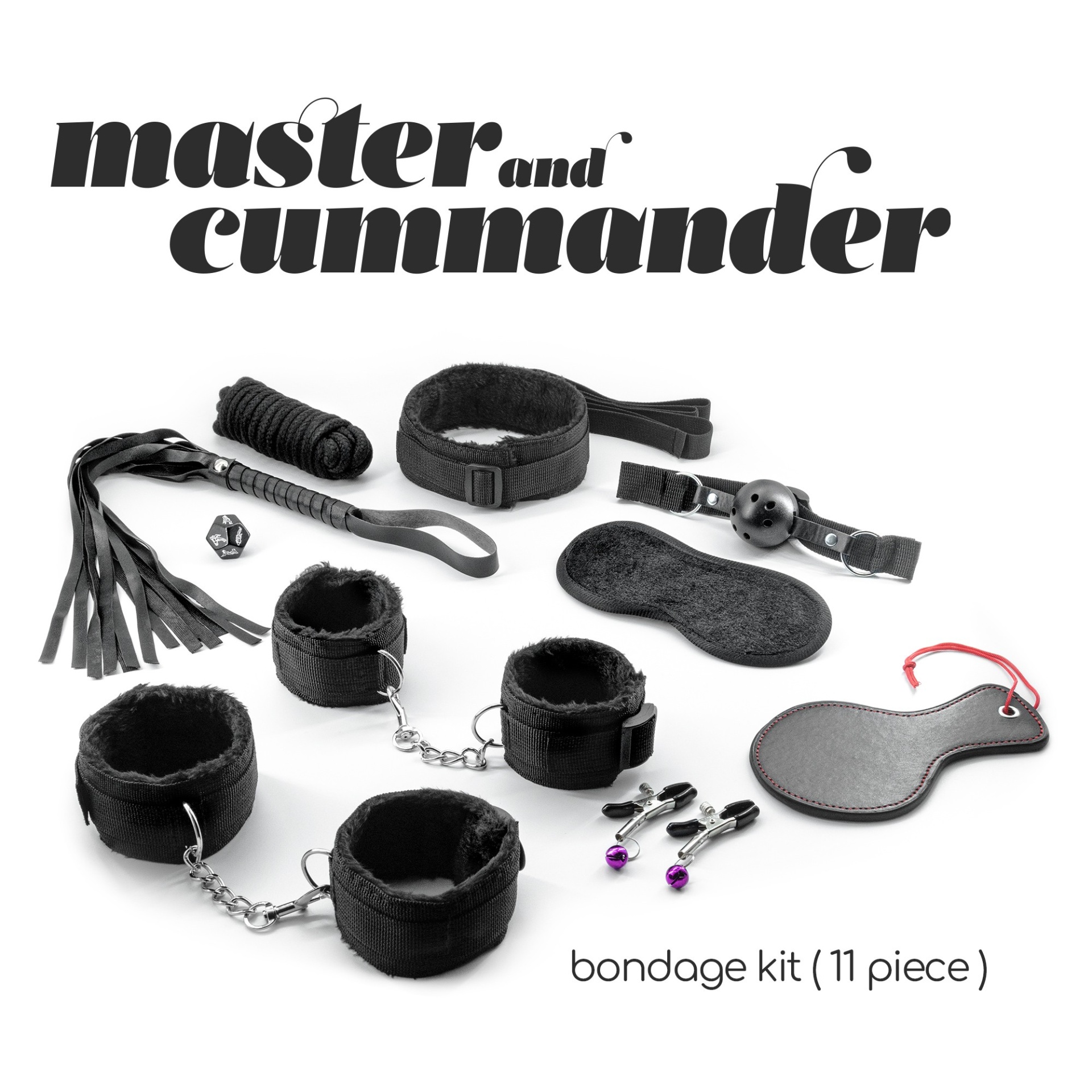Kit de bondage preto com 11 peças