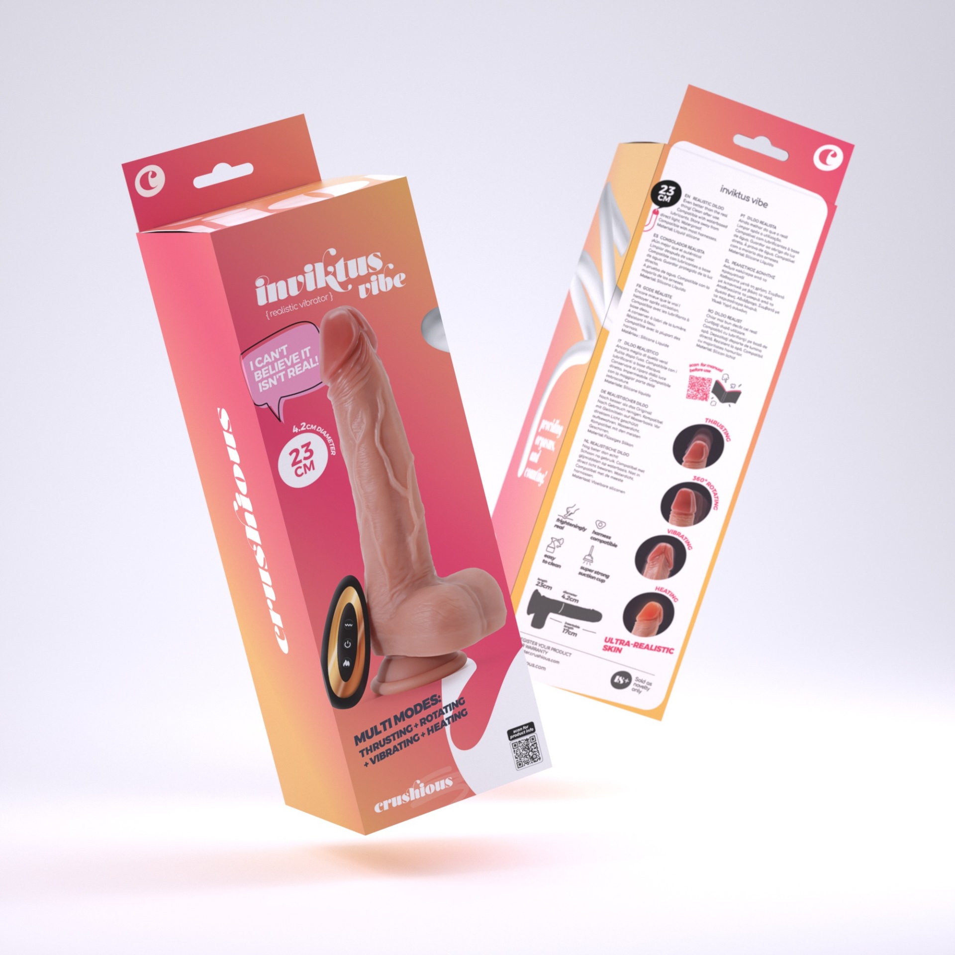 Inviktus Vibe 9 | Vibrador de Silicone Líquido com Comando | Crushious Pele