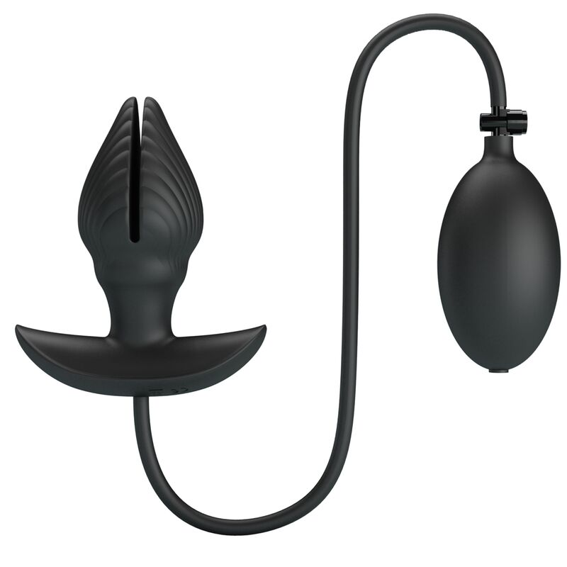 Dispositivo preto de silicone com inflador manual conectado por tubo flexível