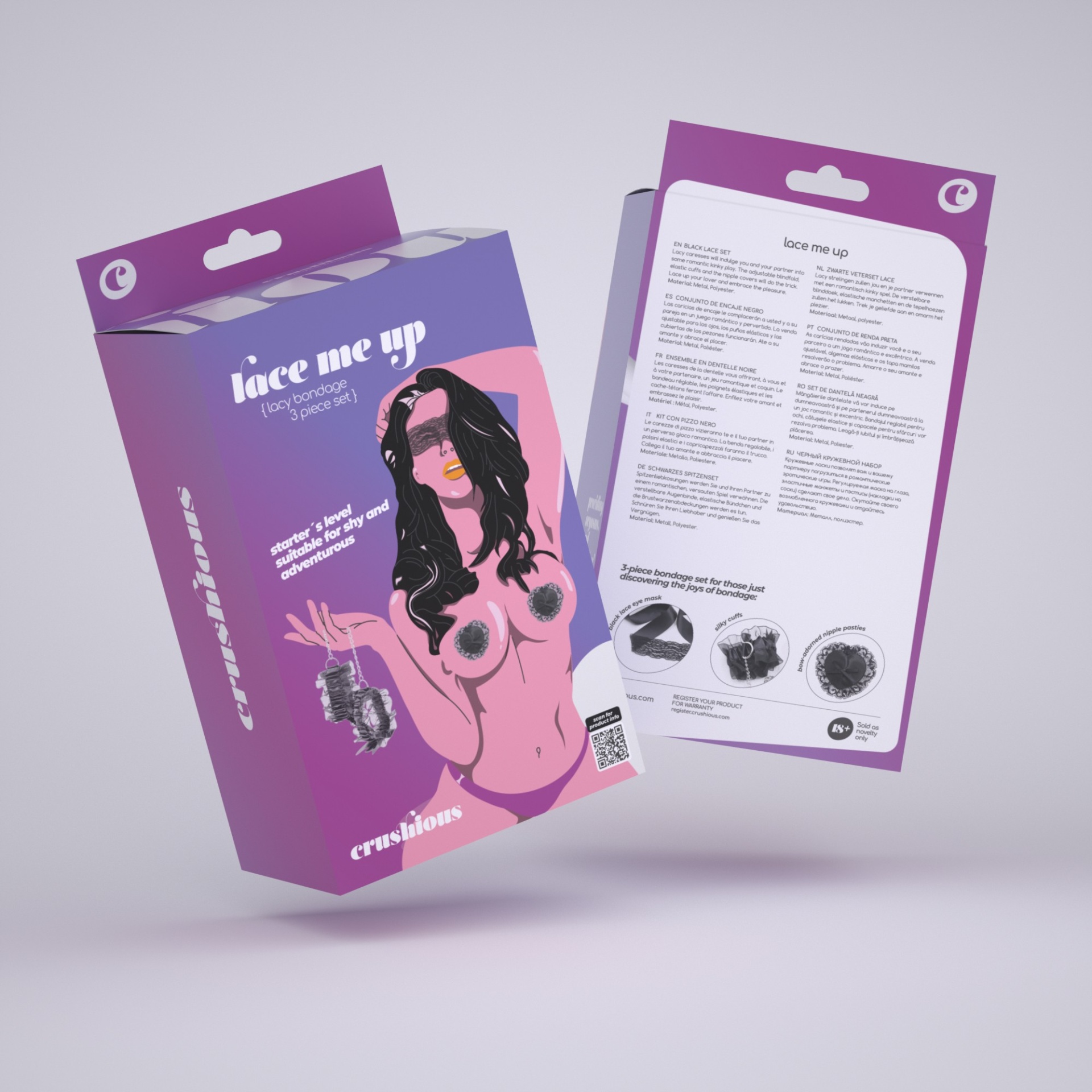 Pack de 24 Conjunto de Renda Preta Lace Me Up | Crushious