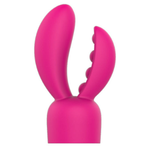 Produto cor-de-rosa com duas extensões curvas e fundo branco
