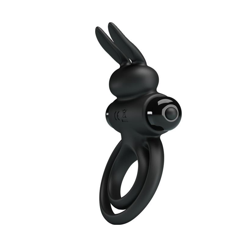 Produto preto em silicone com formato de coelho e anel