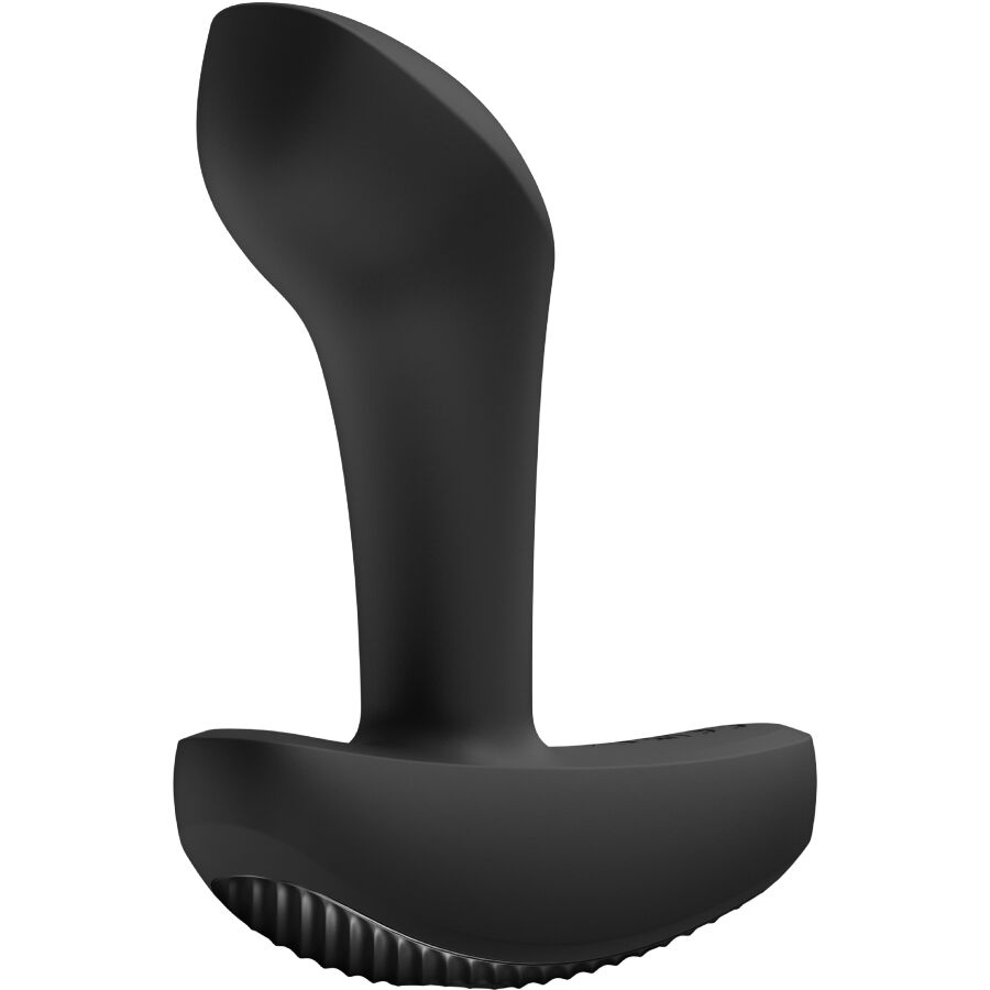 Plug anal preto de silicone com base larga e textura