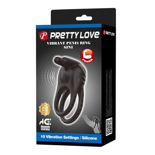Anel Peniano Sini Pretty Love: 10 Modos de Vibração com Estimulador Externo e Anel Duplo para Prazer Compartilhado