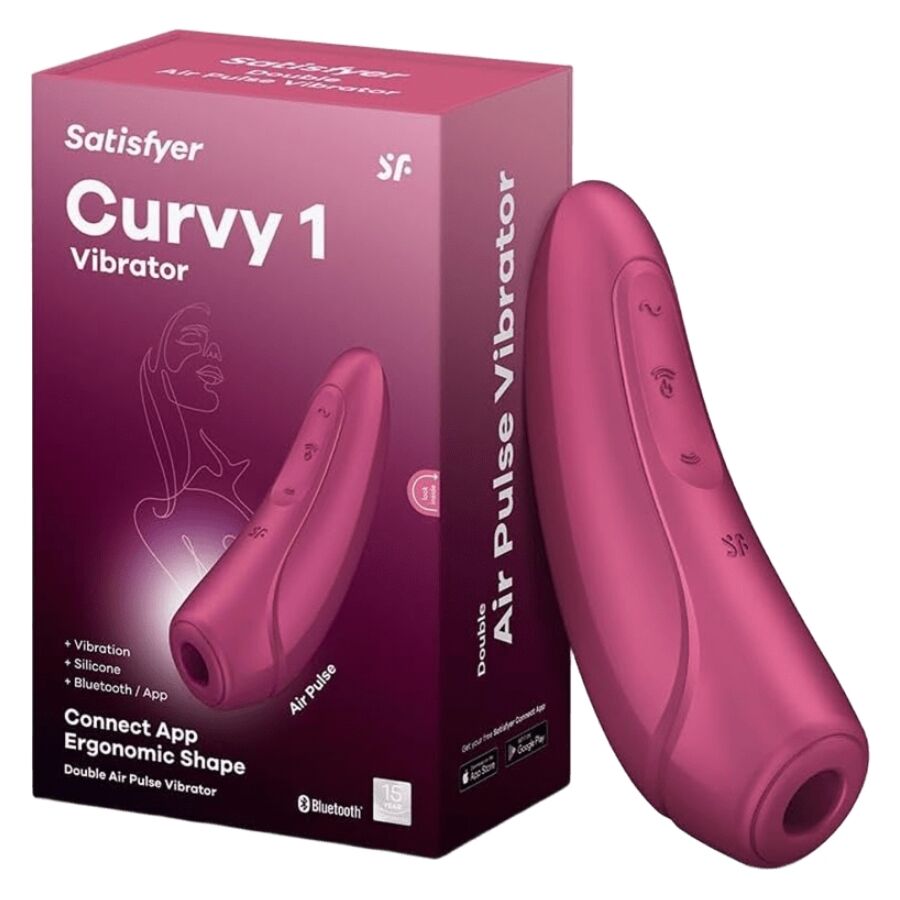 Vibrador rosa Satisfyer Curvy 1 e sua embalagem