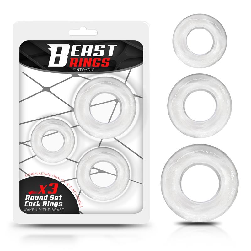 Beast Rings | Set of 3 Cock Rings Flexible Clear