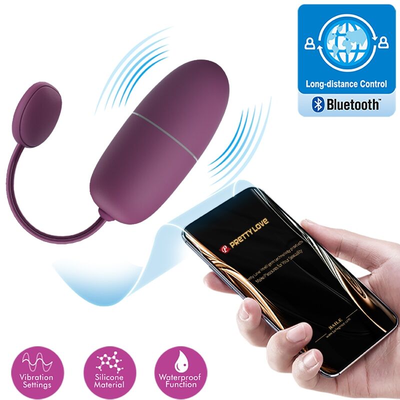 Vibrador roxo de silicone com controlo via smartphone