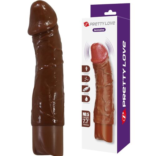Dildo realista castanho escuro com embalagem PRETTY LOVE