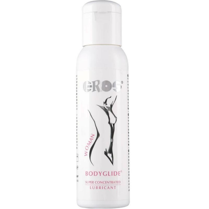 Frasco branco de lubrificante GROS Bodyglide Woman com desenho de corpo feminino