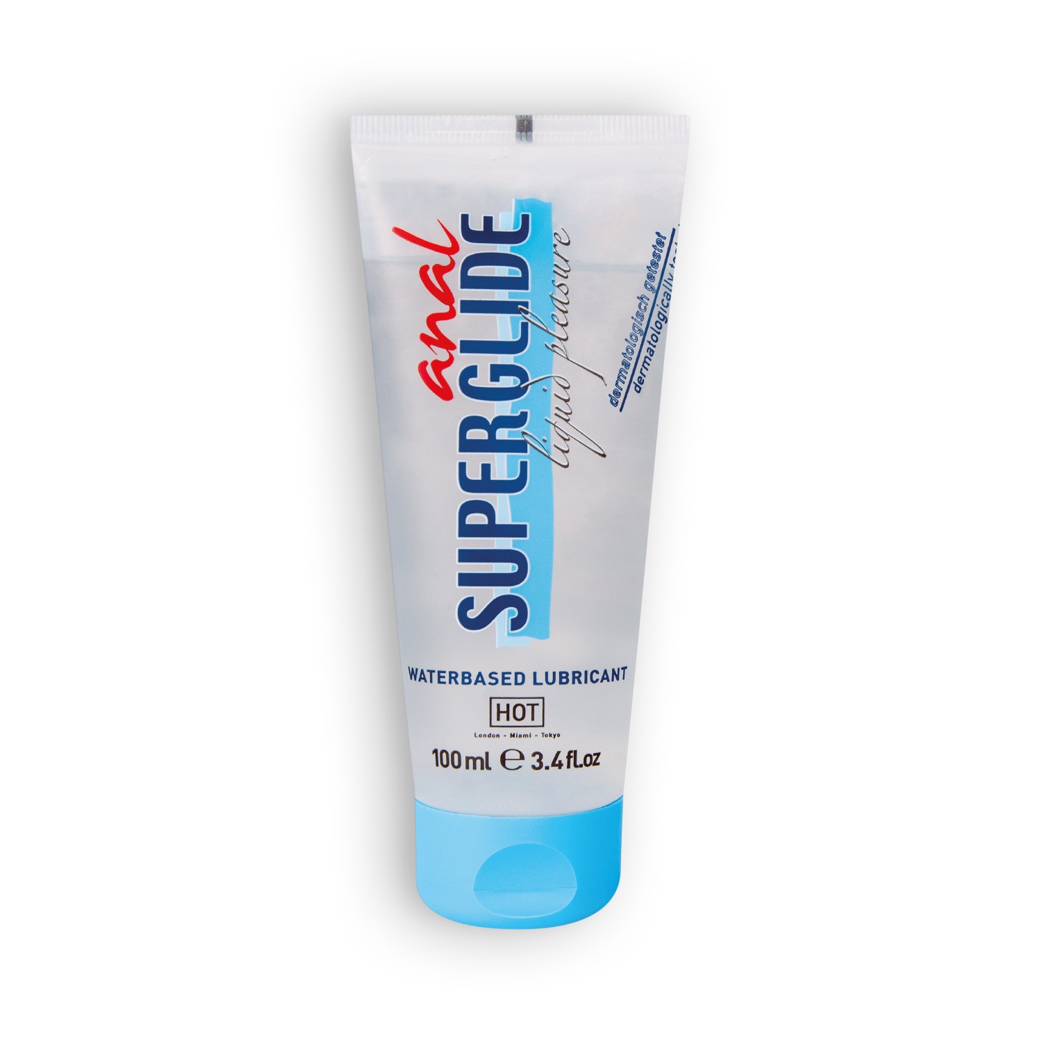Frasco de lubrificante à base de água com tampa azul