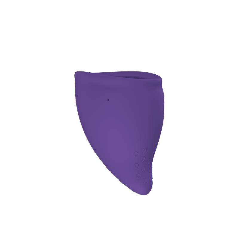 Objeto roxo curvado em silicone com pequenos relevos