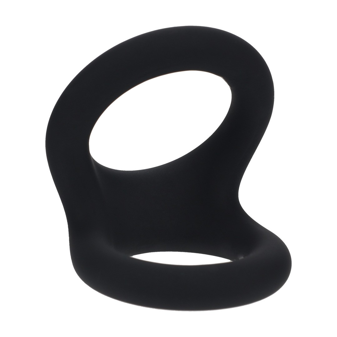 Anel preto de silicone com duas aberturas circulares