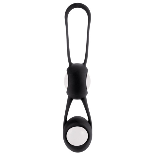 Suporte para telemóvel em silicone preto com botões brancos