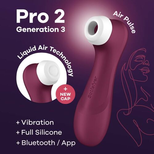 SATISFYER - PRO 2 GENERAÇÃO 3 VINHO TINTO BLUETOOTH E APP