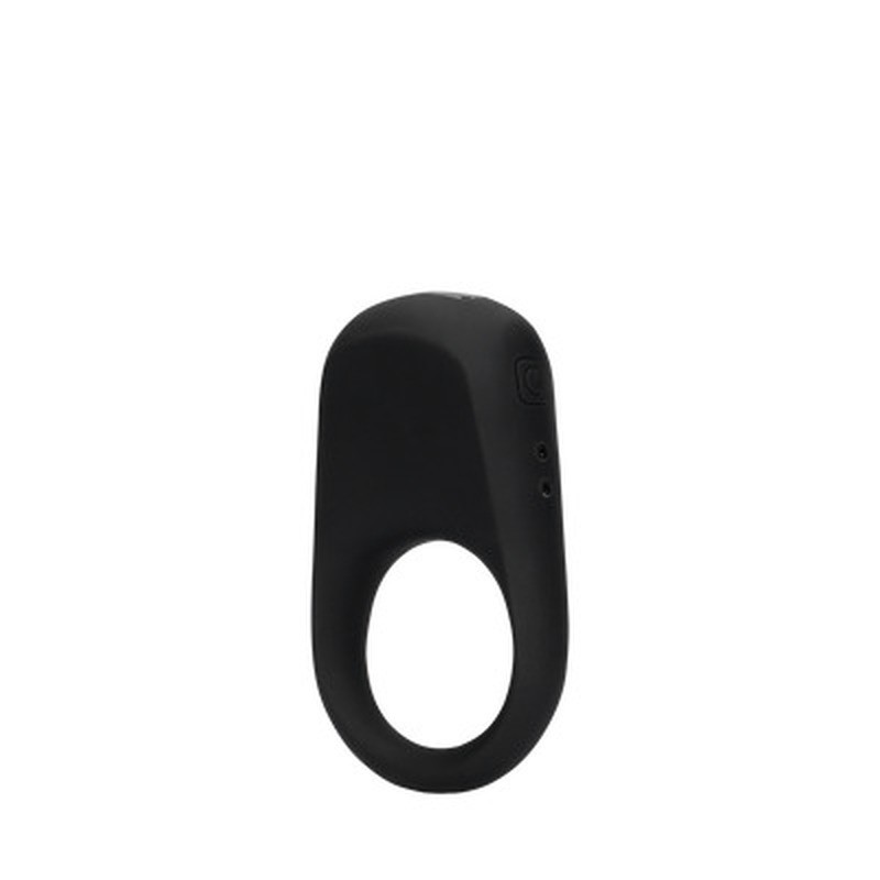 Anel sexual preto em silicone com botão lateral