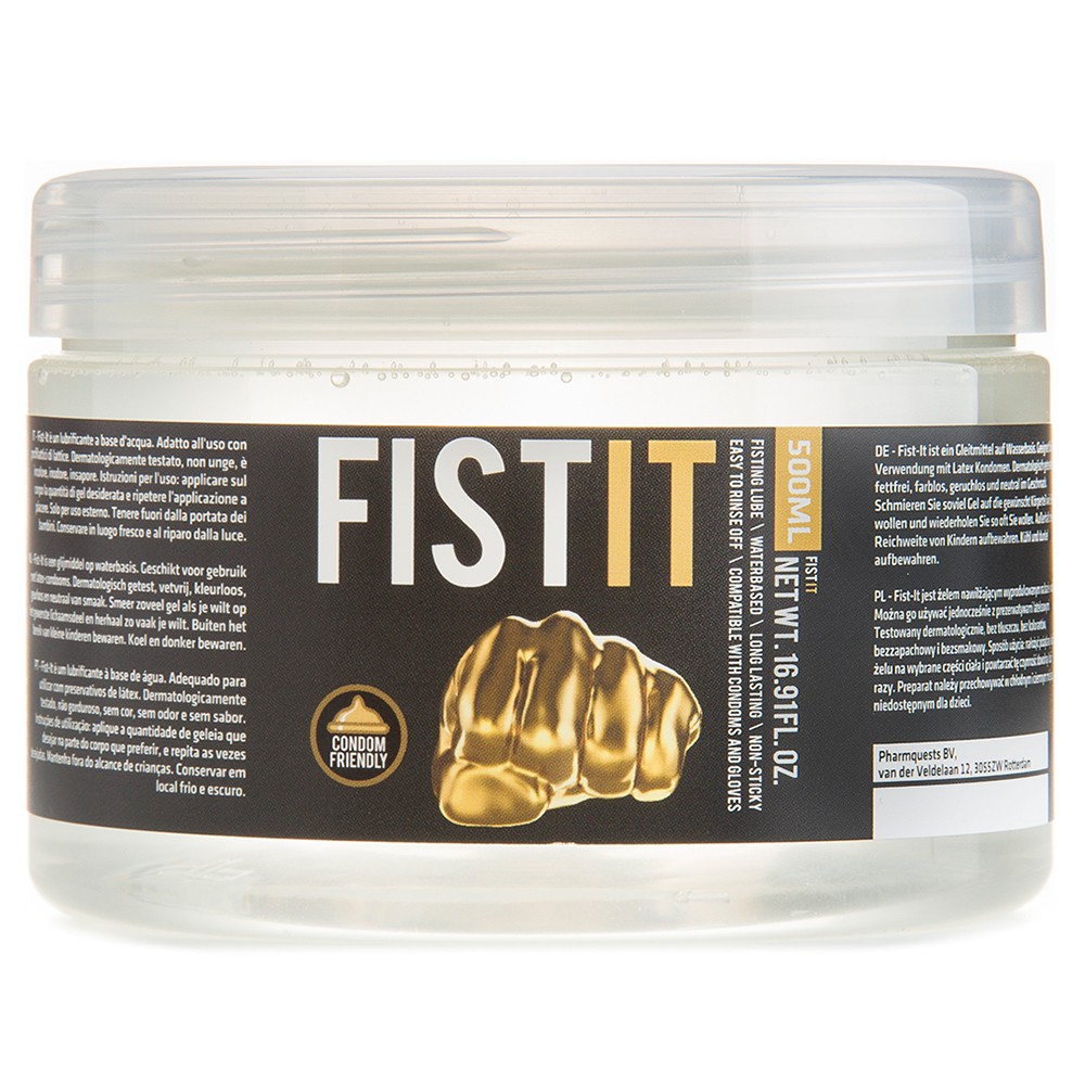 Frasco de lubricante FIST IT 500ml com rótulo preto e dourado