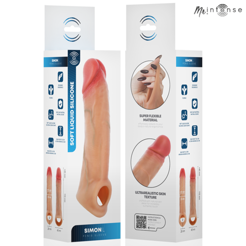Capa Peniana de Silicone Simon L Mr Intense: Aumente a Circunfer&ecirc;ncia e Intensifique a Estimula&ccedil;&atilde;o com Realismo e Conforto