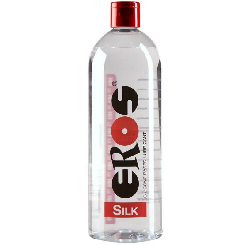 Frasco transparente de lubrificante à base de silicone com tampo vermelho