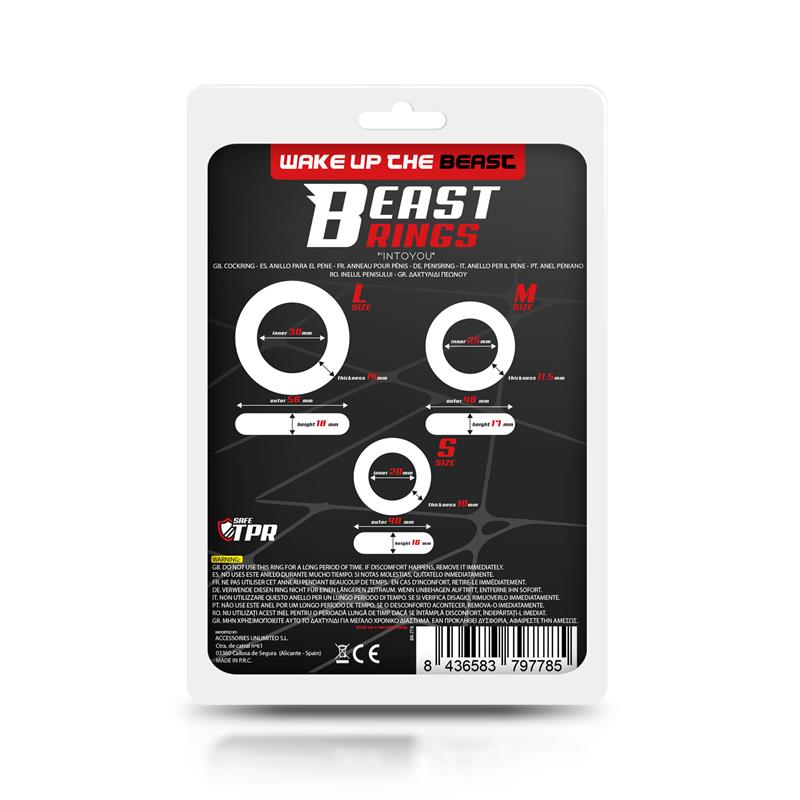 Beast Rings | Set of 3 Cock Rings Flexible Clear