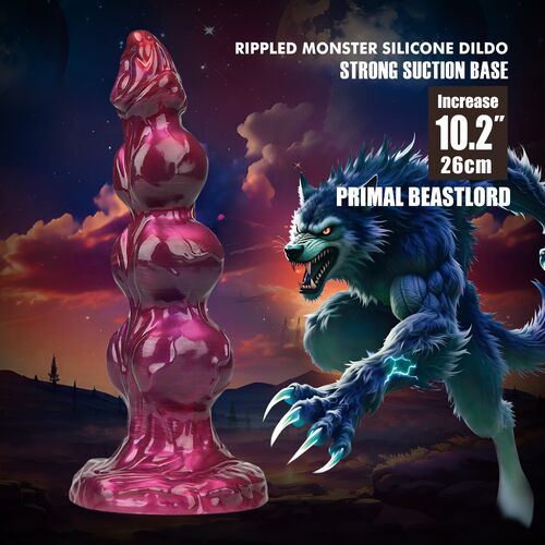 POWER MONSTERS - PRIMAL BEASTLORD ROSA TRANSLÚCIDO FANTASIA DILICONE 26 CM Ø 5 CM