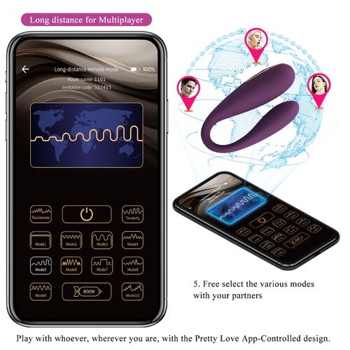 💜 PRETTY LOVE August | Vibrador de Prazer Duplo Global Remoto